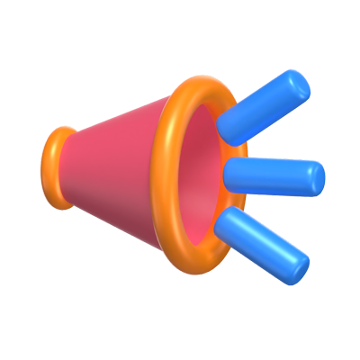 Bullhorn 3D Icon Model With Sound Lines 3D Graphic