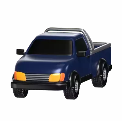 3D Dark Blue Pickup Truck Model Sturdy Transport 3D Graphic