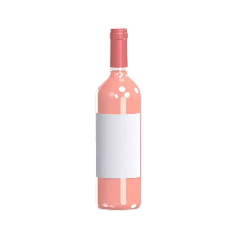 3D Wine Bottle With Pink Cap