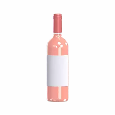 Botella de vino 3D con tapón rosa