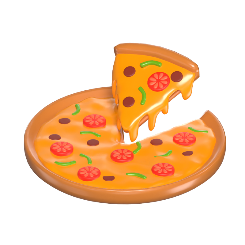 3D Sliced Pizza Culinary Perfection 3D Graphic