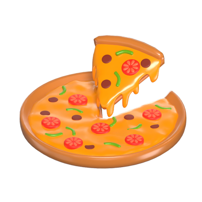 3D Sliced Pizza Culinary Perfection 3D Graphic