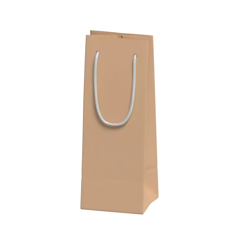 Slim Craft Paper Bag With Rope Handles 3D Model 3D Graphic