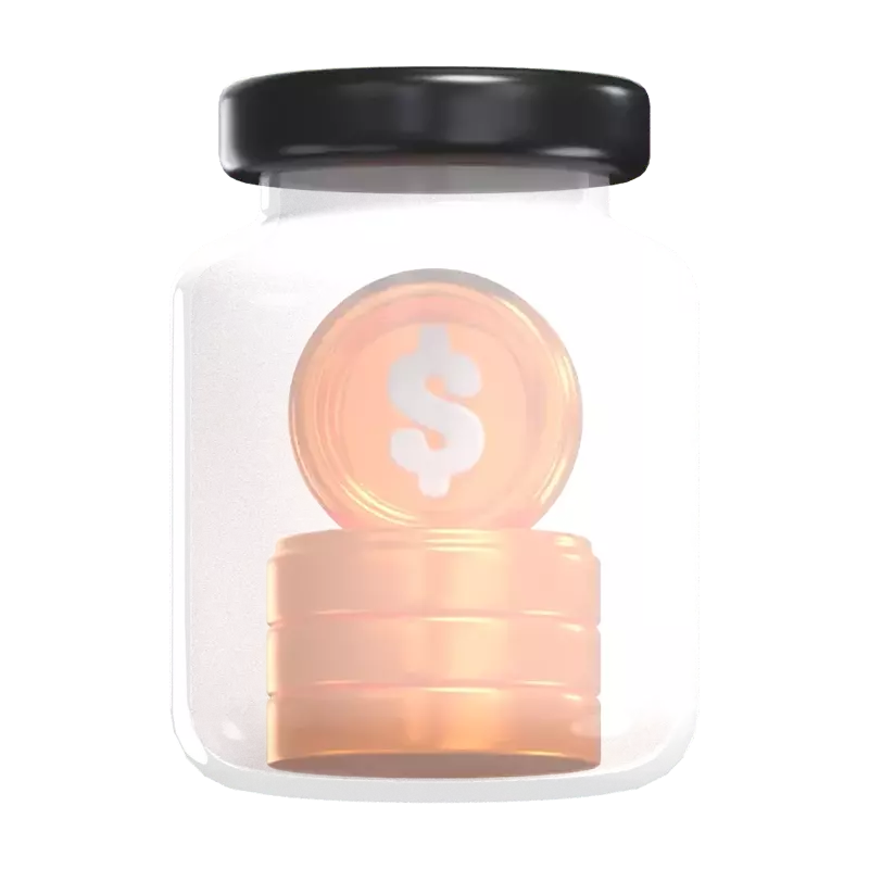 Savings A 3D Model Of Prosperity In A Coin Jar 3D Graphic