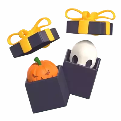 Pumpkin & Skull Giftbox 3D Graphic
