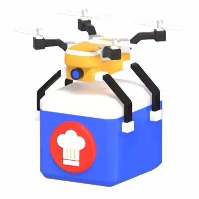 Food Delivery By Drone 3D Graphic