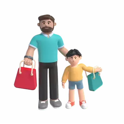 Family Shopping 3D Illustration