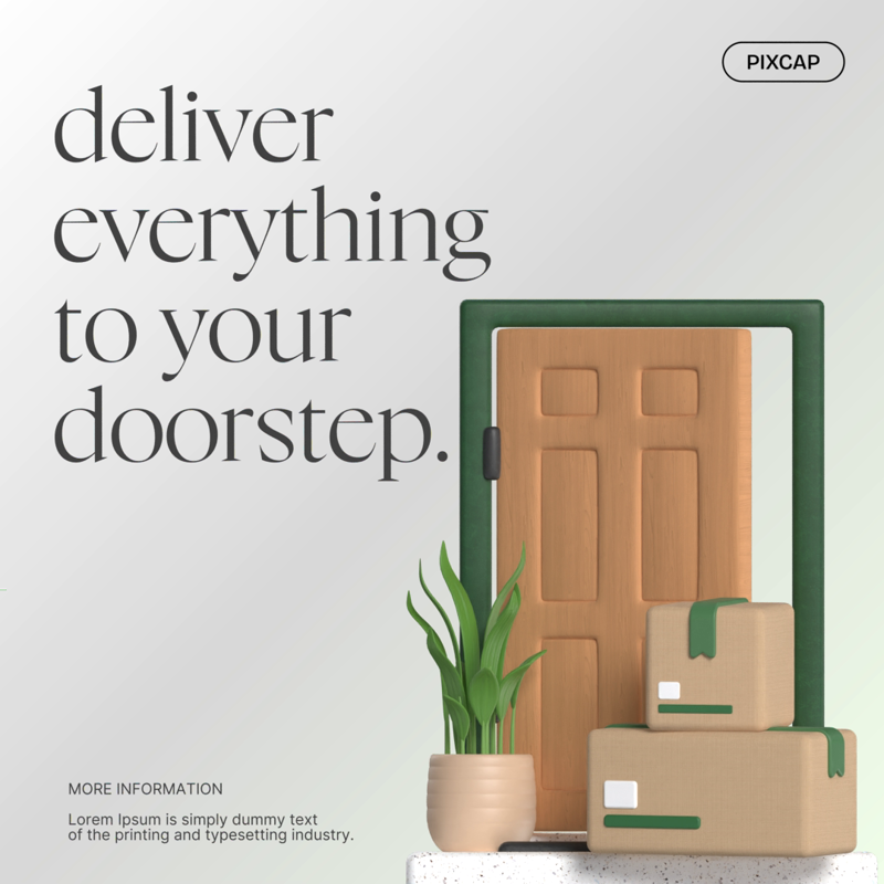 Delivery To Your Doorstep Promotion Banner 3D Template