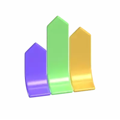 Curved Bar Chart 3D Graphic