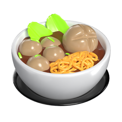 3D Bakso Bowl Indonesian Meatball Delight 3D Graphic
