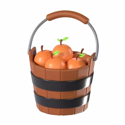 Orange Fruits Bucket 3D Graphic