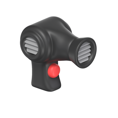 haartrockner 3d-symbol modell mit einer power-taste 3D Graphic
