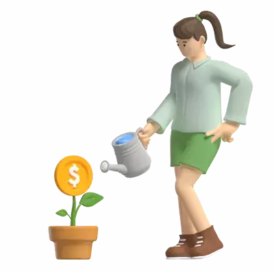 Growing Money 3D Graphic