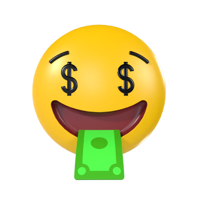 Money mouth emoji 3D element for graphic design. Web editor software to ...