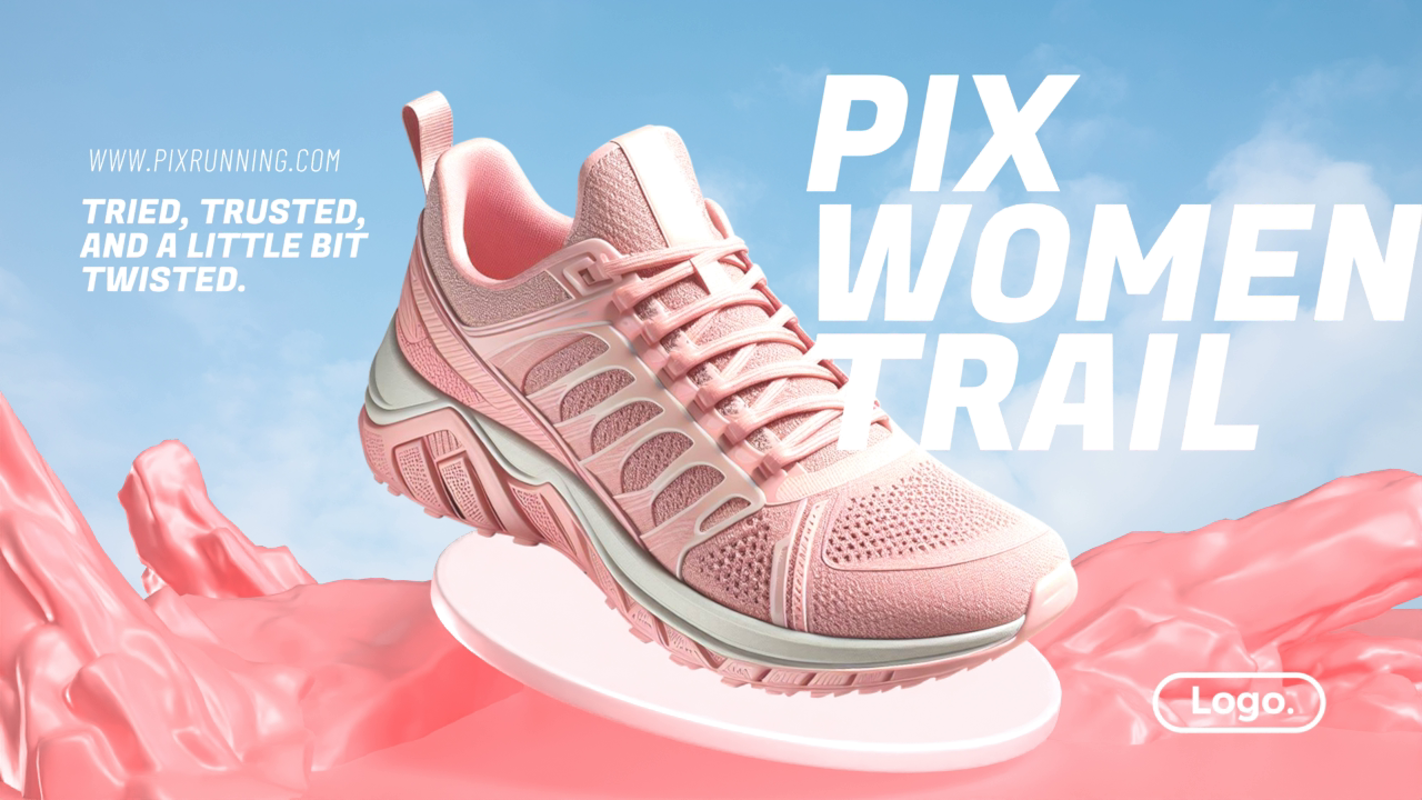 Trail Running Shoes Ads Design with Rock Background 3D Banner