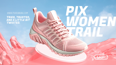 Trail Running Shoes Ads Design with Rock Background 3D Banner 3D Template