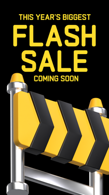 Flash Sale With Construction Board Coming Soon Teaser Sale Promotion Ads Program 3D Template
