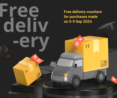 Free Delivery Voucher Announcement 3D Template