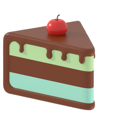 Slice of cake 3D element for graphic design. Web editor software to ...