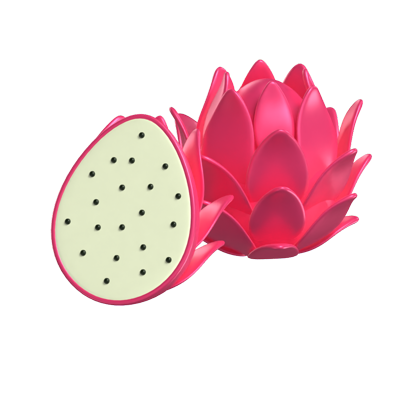 3D Dragon Fruit Model Whole Fruit And A Sliced One 3D Graphic
