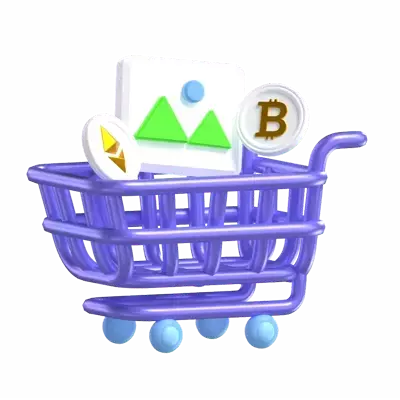 NFT Shopping Cart 3D Graphic