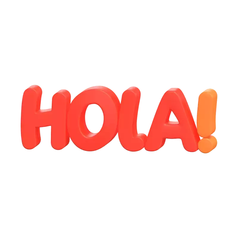 3D Hola Text With Exclamation Mark For Spanish Greeting 3D Graphic