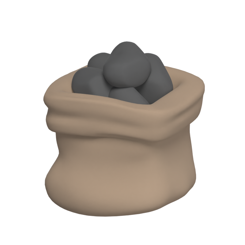 3D Sack Of Coal Lumps Model 3D Graphic
