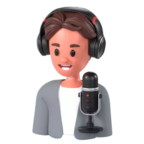 Podcaster Man 3D Graphic