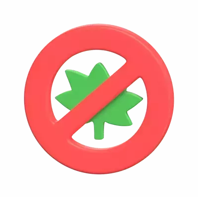 No Drugs 3D Prohibition Sign With Cannabis Leaf 3D Graphic
