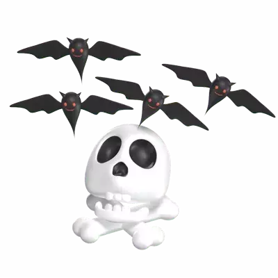 Skull & Bat 3D Graphic