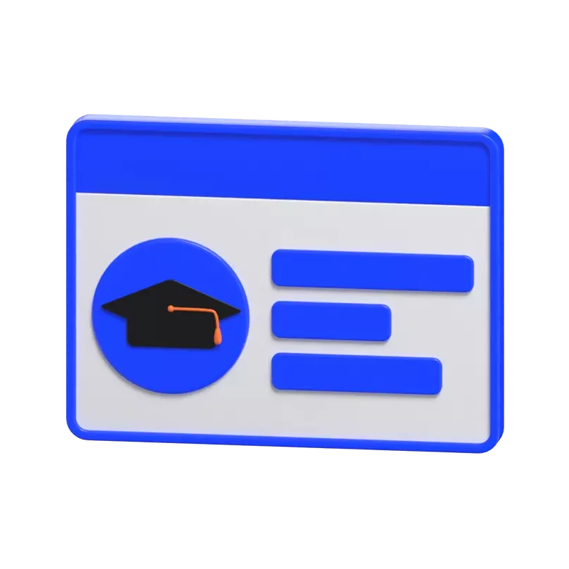 3D Student Card Model Identity In Education 3D Graphic