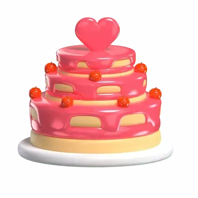 3D Wedding Cake With Cherry Topping Model Sweet Elegance 3D Graphic