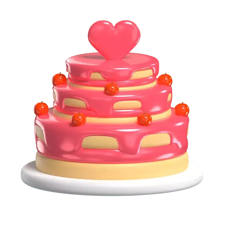 3D Wedding Cake With Cherry Topping Model Sweet Elegance 3D Graphic