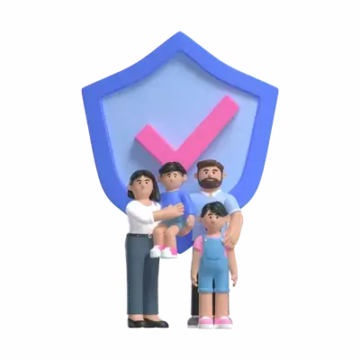 Family Insurance 3D Illustration