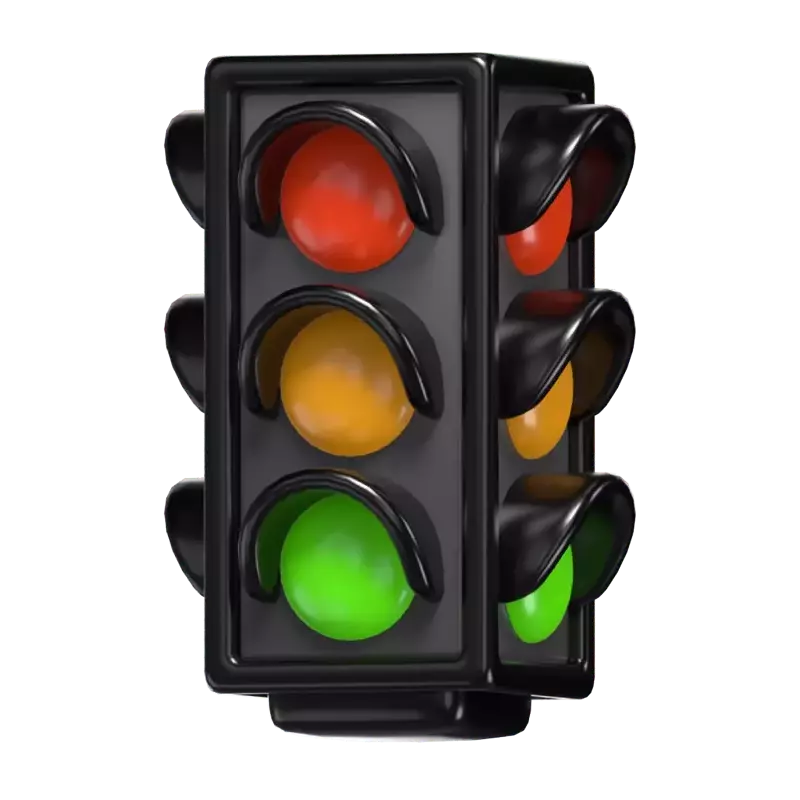 3D Traffic Light Model Urban Intersection Control 3D Graphic