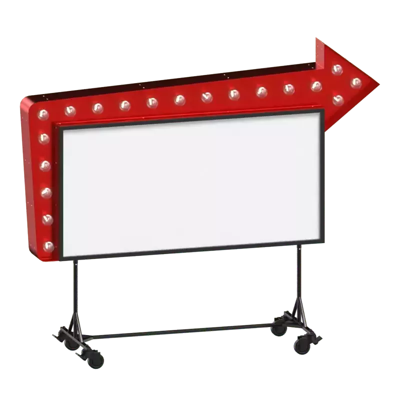 3D Movie Sign With Bulb 3D Graphic