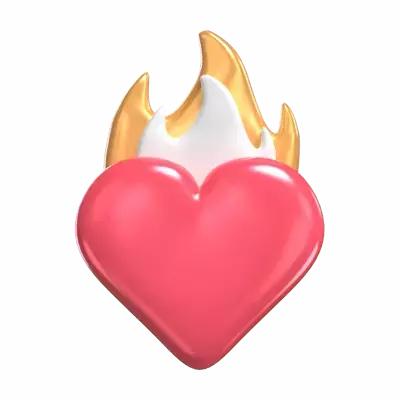 3D Burning Heart Model Passionate Flames Within 3D Graphic