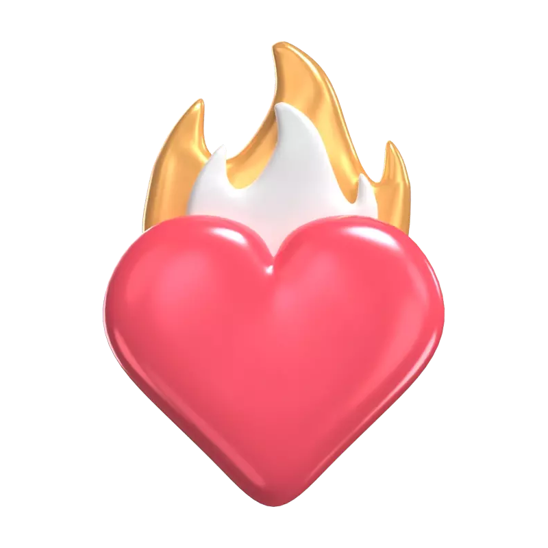 3D Burning Heart Model Chamas apaixonadas em seu interior 3D Graphic