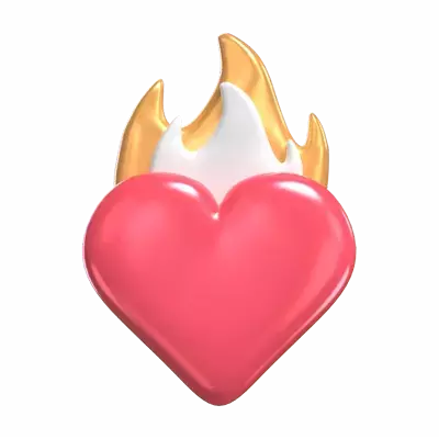 3D Burning Heart Modell Leidenschaftliche Flammen innerhalb 3D Graphic