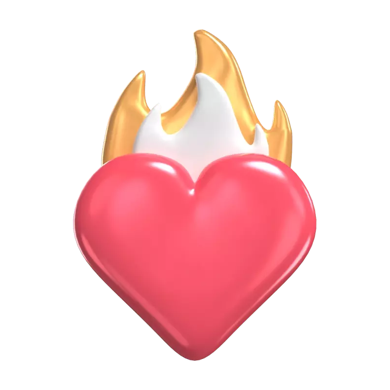 3D Burning Heart Model Passionate Flames Within 3D Graphic