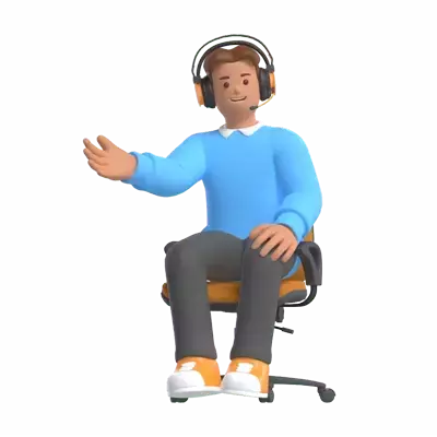 Developer Presenting On Chair 3D Illustration