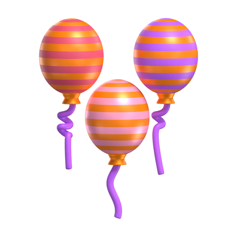 Drei Ballons 3D-Symbol 3D Graphic