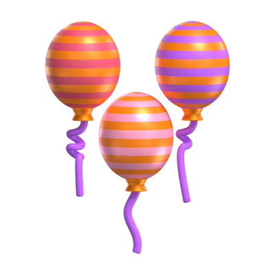 Three Balloons 3D Icon 3D Graphic