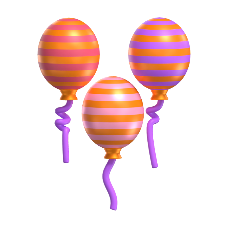 Three Balloons 3D Icon 3D Graphic
