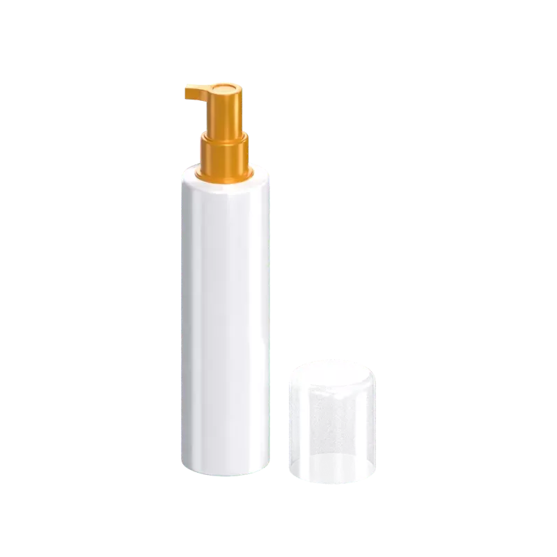 3D Slim Liquid Pump Bottle Model With Short Nozzle & Cap Aside 3D Graphic