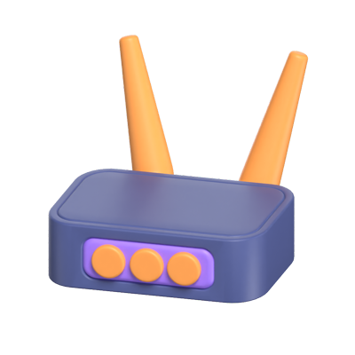 Wifi Router 3D Icon Model With Antennas 3D Graphic