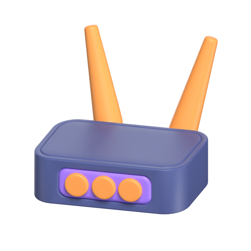 Wifi Router 3D Icon Model With Antennas 3D Graphic