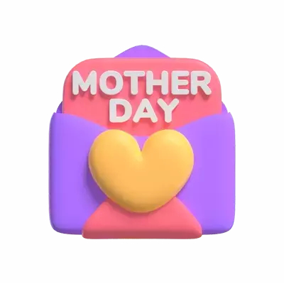 Love Letter 3D Model With Heart For Mom 3D Graphic