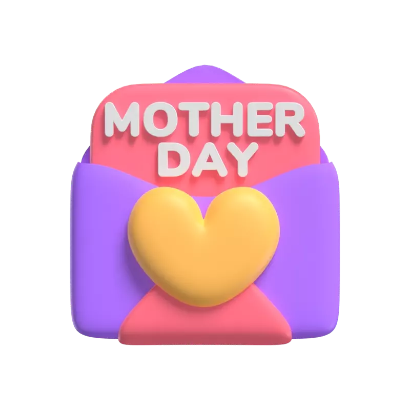 Love Letter 3D Model With Heart For Mom 3D Graphic