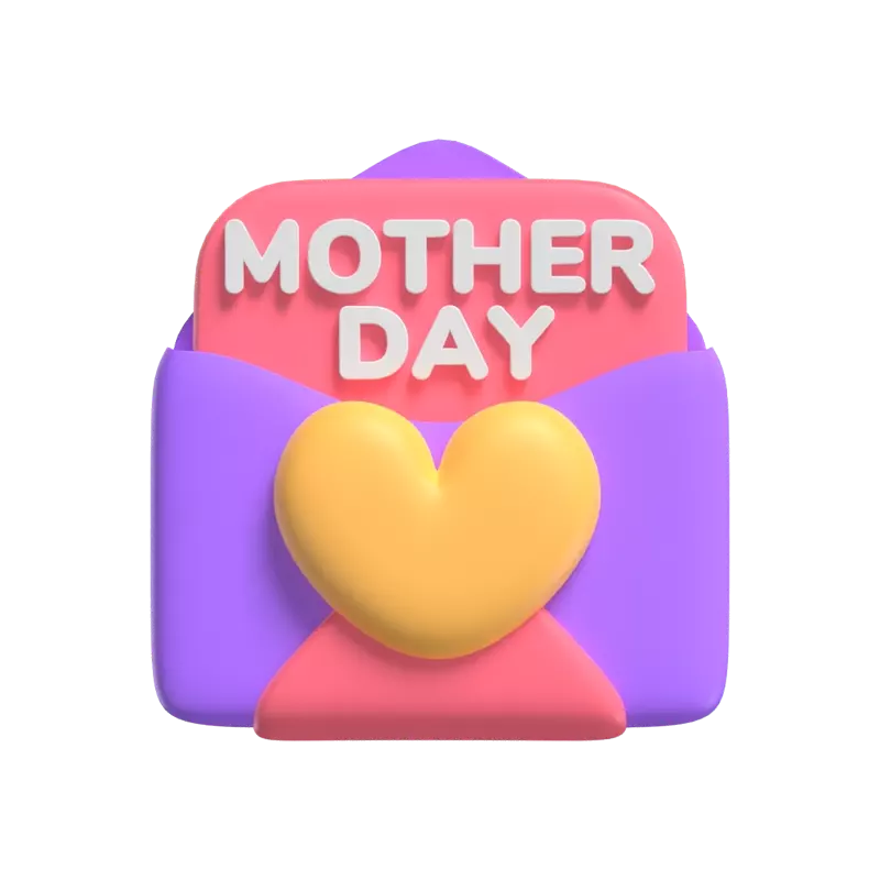 Love Letter 3D Model With Heart For Mom